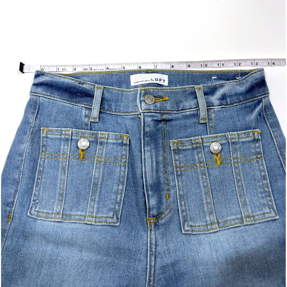 Loft Patch Pocket Kick Crop Jeans High Rise Light Wash - Size 0/25 - Picture 5 of 6